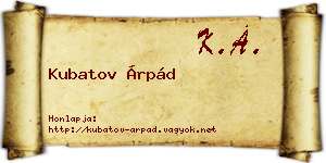 Kubatov Árpád névjegykártya