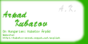 arpad kubatov business card