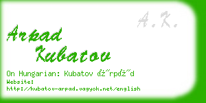arpad kubatov business card
